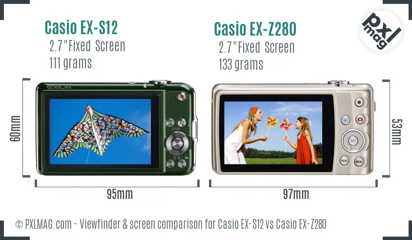 Casio EX-S12 vs Casio EX-Z280 Screen and Viewfinder comparison