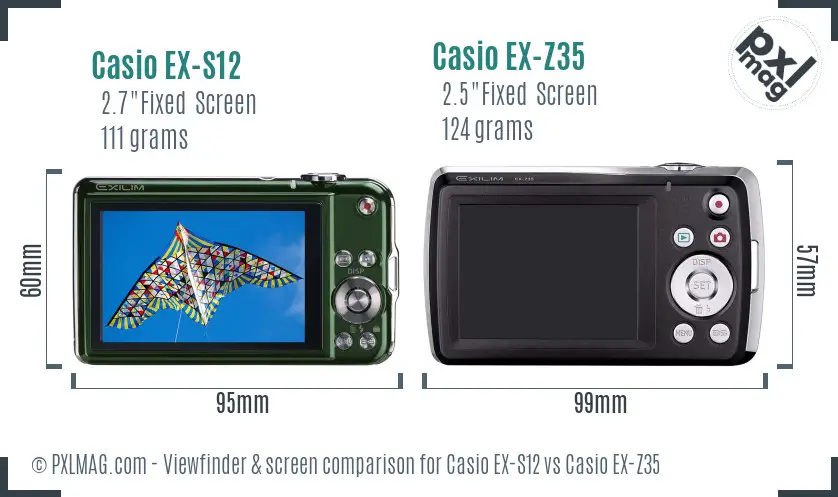 Casio EX-S12 vs Casio EX-Z35 Screen and Viewfinder comparison