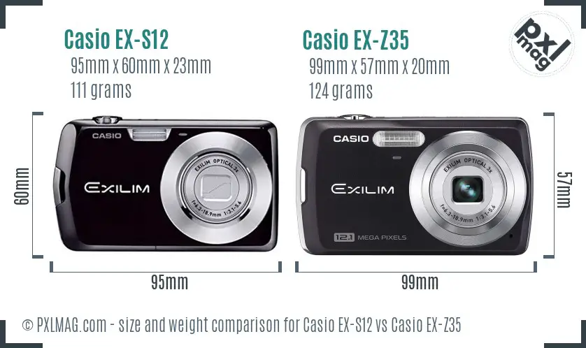 Casio EX-S12 vs Casio EX-Z35 size comparison