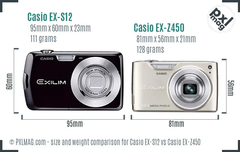 Casio EX-S12 vs Casio EX-Z450 size comparison