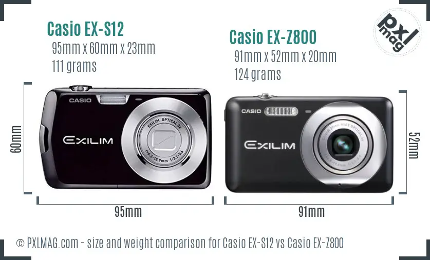 Casio EX-S12 vs Casio EX-Z800 size comparison