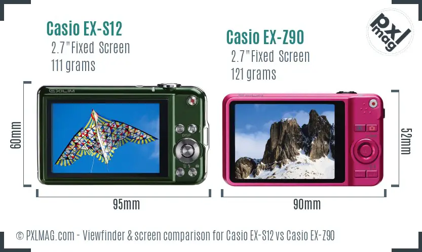 Casio EX-S12 vs Casio EX-Z90 Screen and Viewfinder comparison
