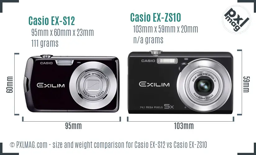 Casio EX-S12 vs Casio EX-ZS10 size comparison