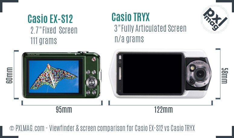 Casio EX-S12 vs Casio TRYX Screen and Viewfinder comparison