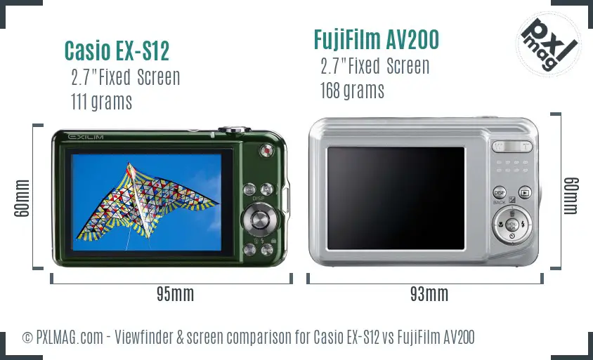 Casio EX-S12 vs FujiFilm AV200 Screen and Viewfinder comparison Casio EX-S12 vs FujiFilm AV200 Screen and Viewfinder comparison