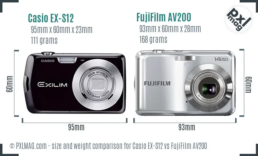 Casio EX-S12 vs FujiFilm AV200 size comparison Casio EX-S12 vs FujiFilm AV200 size comparison