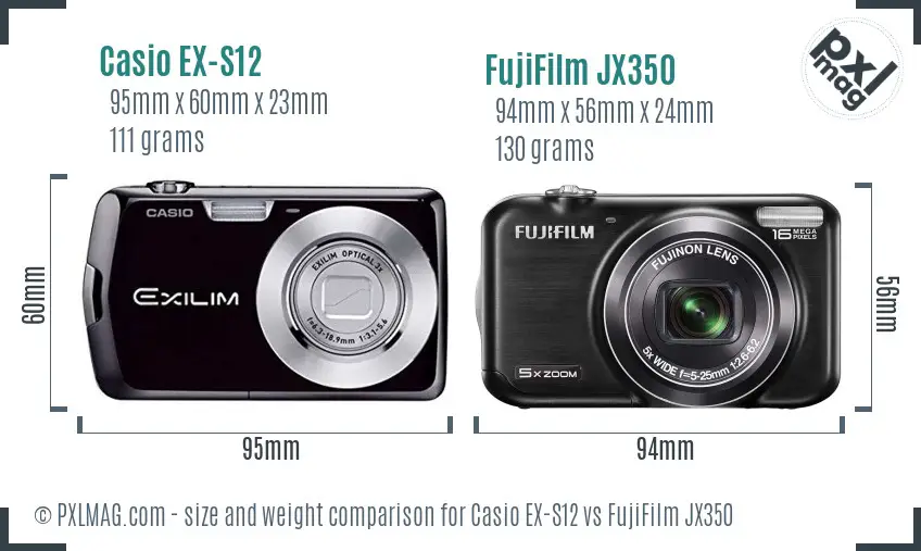 Casio EX-S12 vs FujiFilm JX350 size comparison Casio EX-S12 vs FujiFilm JX350 size comparison