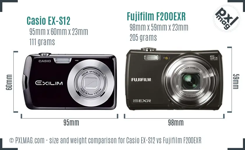 Casio EX-S12 vs Fujifilm F200EXR size comparison