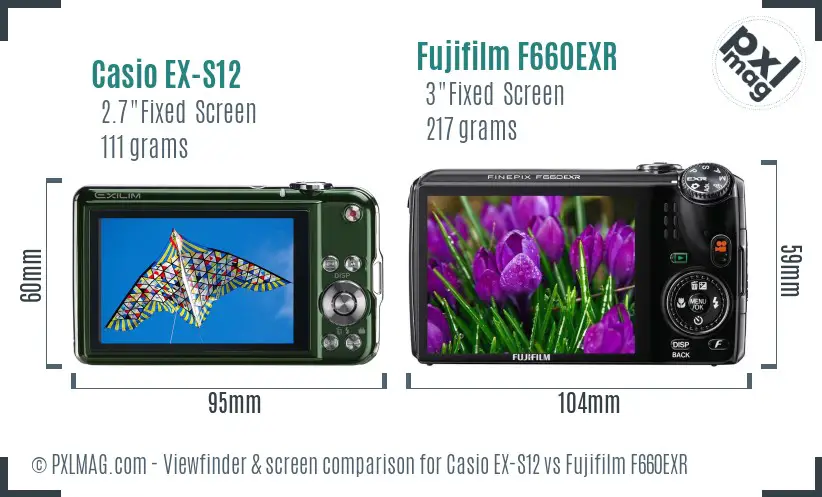 Casio EX-S12 vs Fujifilm F660EXR Screen and Viewfinder comparison Casio EX-S12 vs Fujifilm F660EXR Screen and Viewfinder comparison