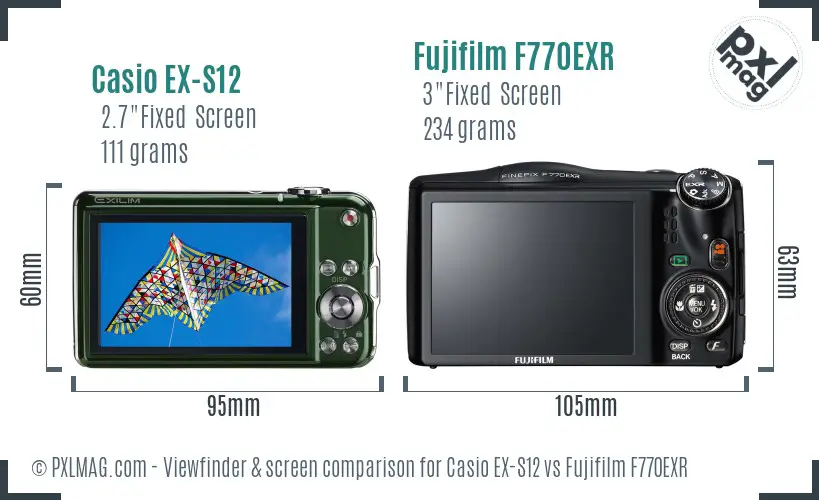 Casio EX-S12 vs Fujifilm F770EXR Screen and Viewfinder comparison Casio EX-S12 vs Fujifilm F770EXR Screen and Viewfinder comparison
