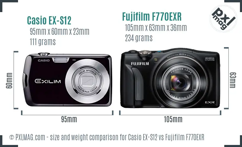 Casio EX-S12 vs Fujifilm F770EXR size comparison Casio EX-S12 vs Fujifilm F770EXR size comparison