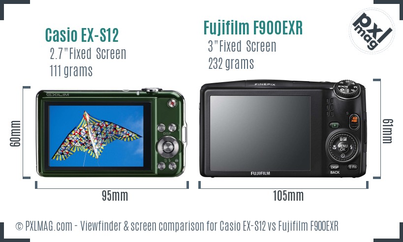 Casio EX-S12 vs Fujifilm F900EXR Screen and Viewfinder comparison