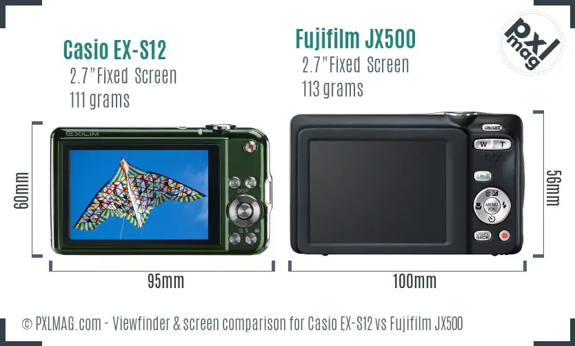 Casio EX-S12 vs Fujifilm JX500 Screen and Viewfinder comparison