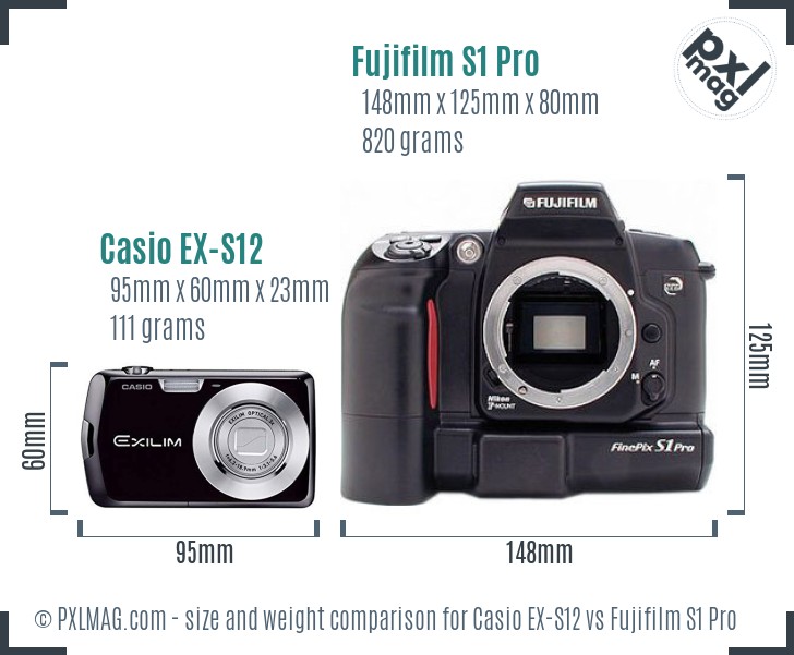 Casio EX-S12 vs Fujifilm S1 Pro size comparison