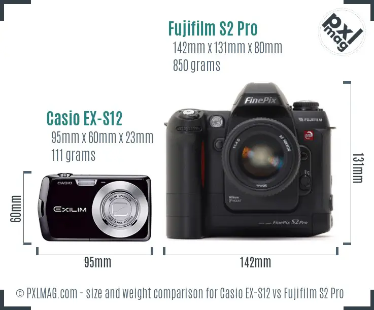 Casio EX-S12 vs Fujifilm S2 Pro size comparison