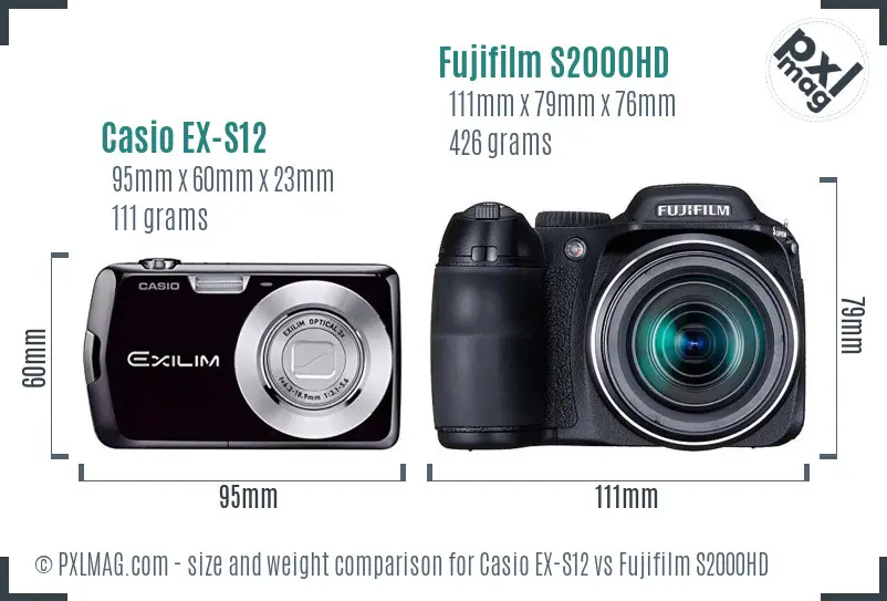 Casio EX-S12 vs Fujifilm S2000HD size comparison