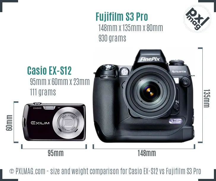 Casio EX-S12 vs Fujifilm S3 Pro size comparison Casio EX-S12 vs Fujifilm S3 Pro size comparison