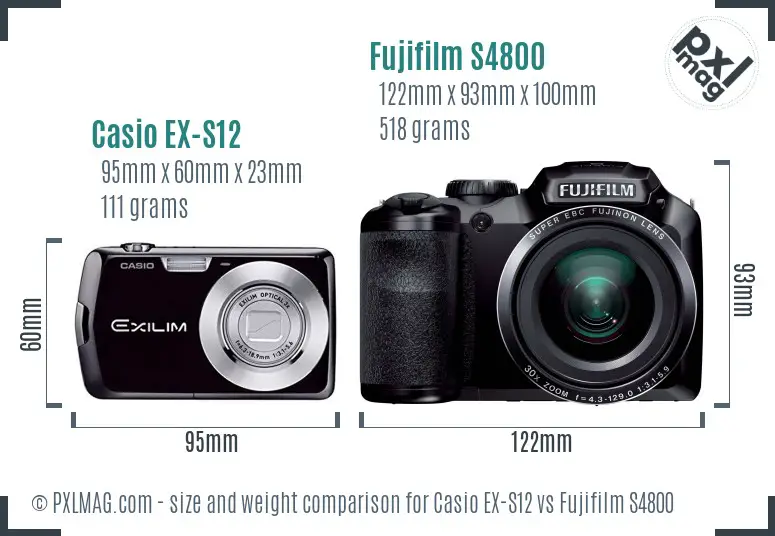 Casio EX-S12 vs Fujifilm S4800 size comparison Casio EX-S12 vs Fujifilm S4800 size comparison