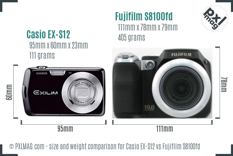 Casio EX-S12 vs Fujifilm S8100fd size comparison Casio EX-S12 vs Fujifilm S8100fd size comparison