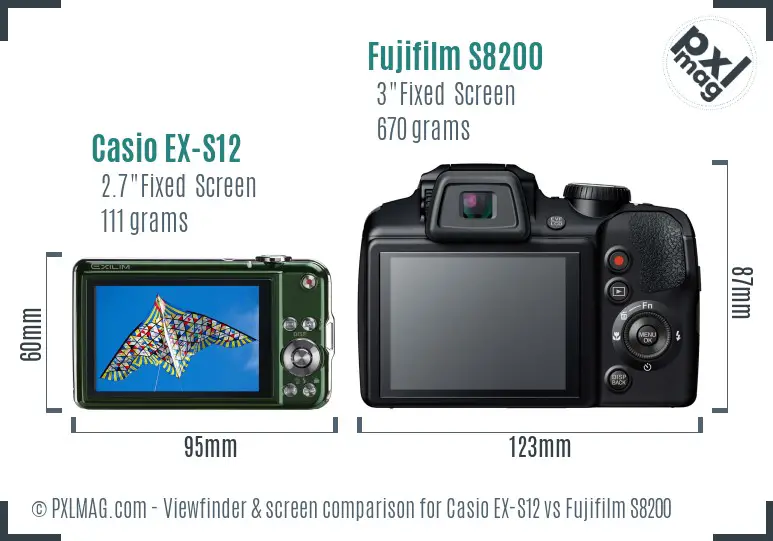 Casio EX-S12 vs Fujifilm S8200 Screen and Viewfinder comparison Casio EX-S12 vs Fujifilm S8200 Screen and Viewfinder comparison
