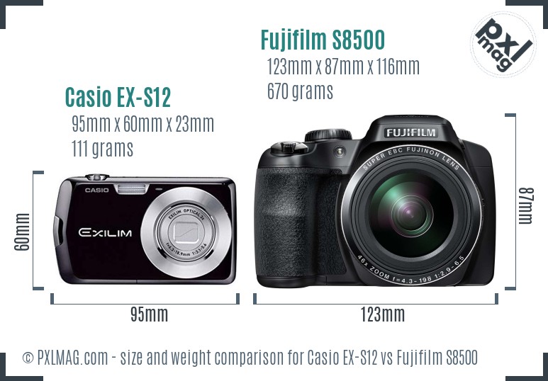 Casio EX-S12 vs Fujifilm S8500 size comparison