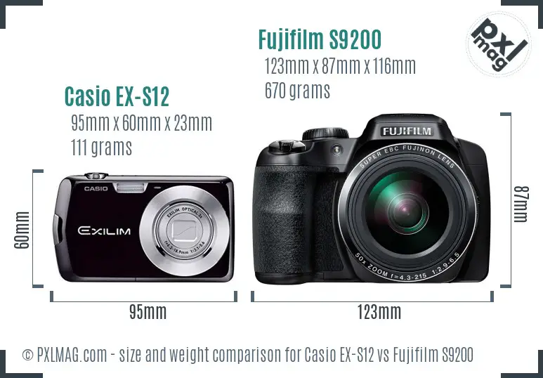 Casio EX-S12 vs Fujifilm S9200 size comparison