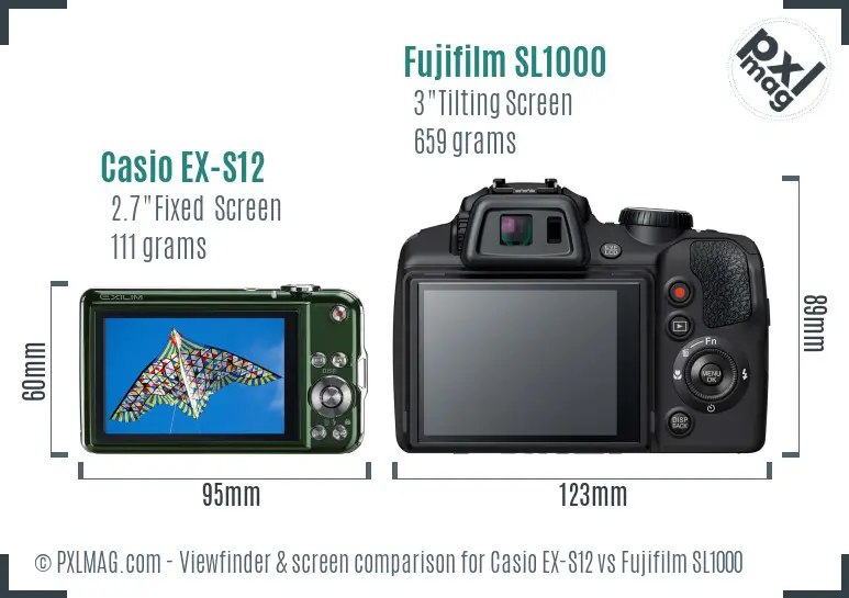 Casio EX-S12 vs Fujifilm SL1000 Screen and Viewfinder comparison Casio EX-S12 vs Fujifilm SL1000 Screen and Viewfinder comparison
