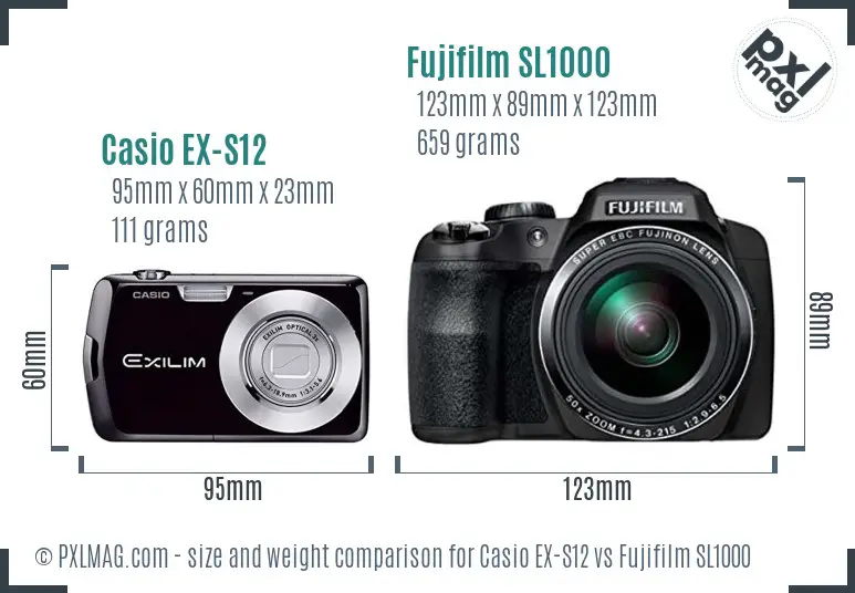 Casio EX-S12 vs Fujifilm SL1000 size comparison Casio EX-S12 vs Fujifilm SL1000 size comparison