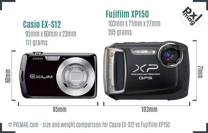 Casio EX-S12 vs Fujifilm XP150 size comparison Casio EX-S12 vs Fujifilm XP150 size comparison