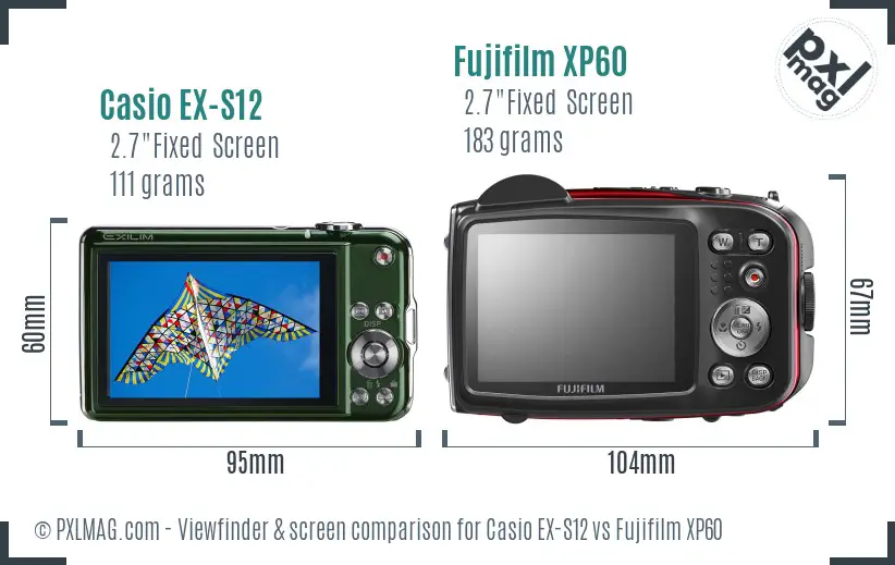 Casio EX-S12 vs Fujifilm XP60 Screen and Viewfinder comparison Casio EX-S12 vs Fujifilm XP60 Screen and Viewfinder comparison
