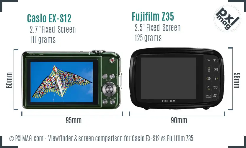 Casio EX-S12 vs Fujifilm Z35 Screen and Viewfinder comparison