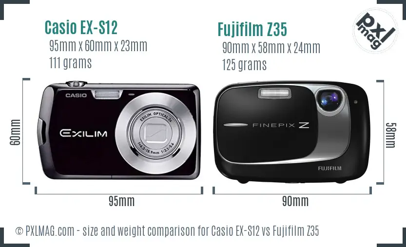 Casio EX-S12 vs Fujifilm Z35 size comparison