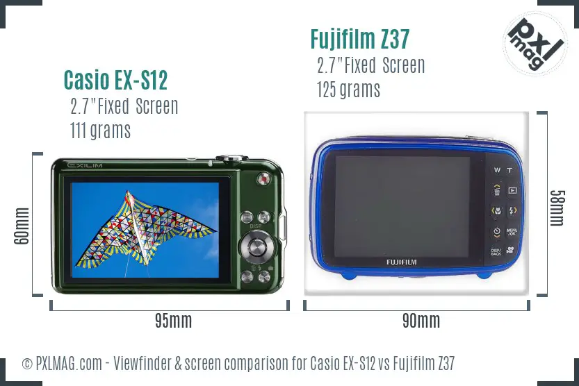 Casio EX-S12 vs Fujifilm Z37 Screen and Viewfinder comparison