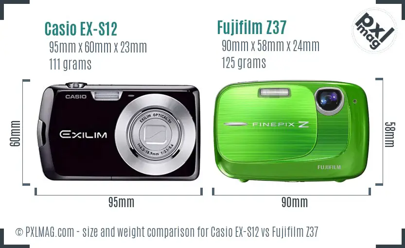 Casio EX-S12 vs Fujifilm Z37 size comparison