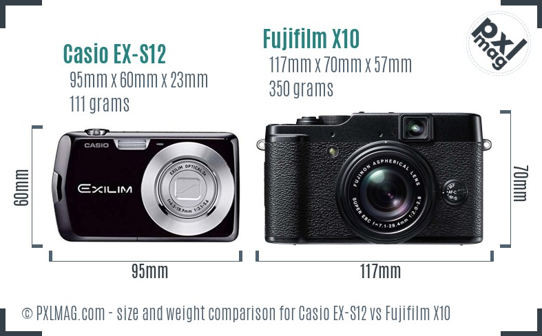 Casio EX-S12 vs Fujifilm X10 size comparison Casio EX-S12 vs Fujifilm X10 size comparison