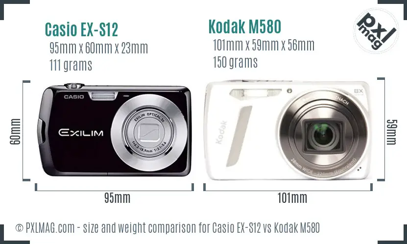 Casio EX-S12 vs Kodak M580 size comparison Casio EX-S12 vs Kodak M580 size comparison