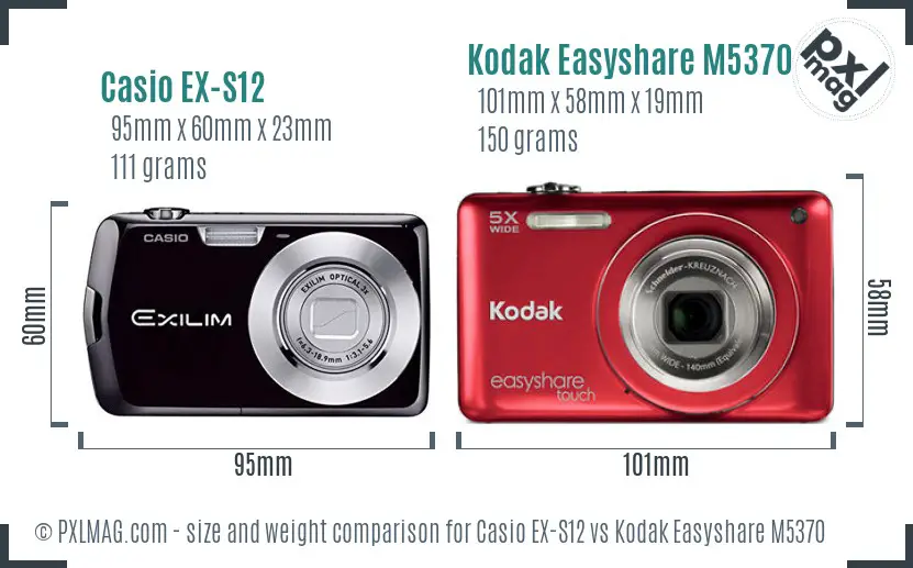 Casio EX-S12 vs Kodak Easyshare M5370 size comparison