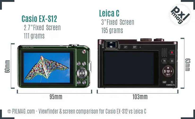 Casio EX-S12 vs Leica C Screen and Viewfinder comparison Casio EX-S12 vs Leica C Screen and Viewfinder comparison