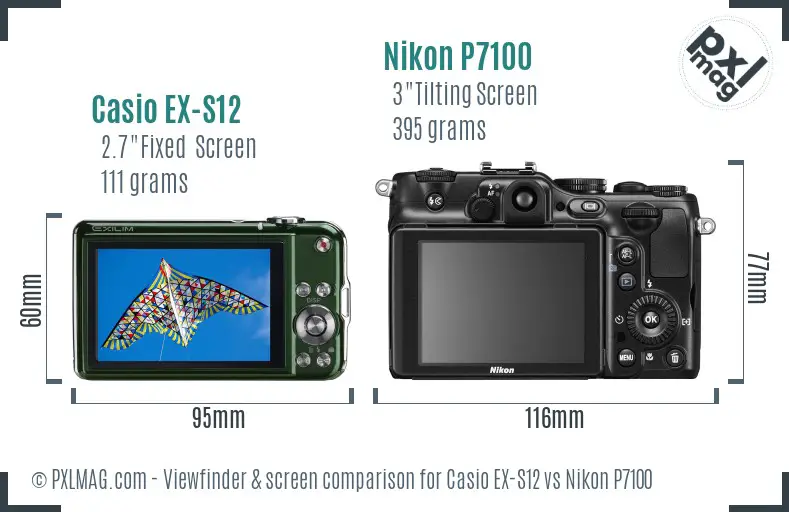 Casio EX-S12 vs Nikon P7100 Screen and Viewfinder comparison Casio EX-S12 vs Nikon P7100 Screen and Viewfinder comparison