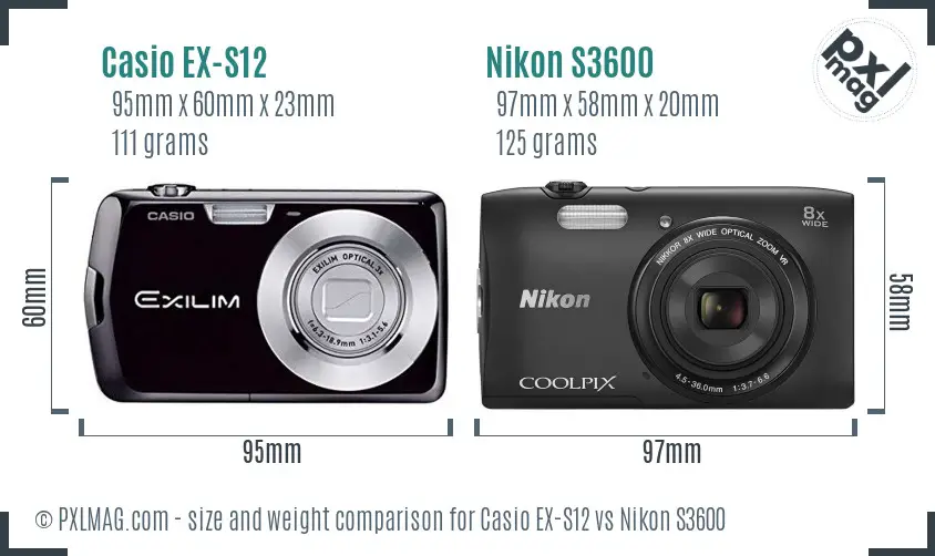 Casio EX-S12 vs Nikon S3600 size comparison Casio EX-S12 vs Nikon S3600 size comparison