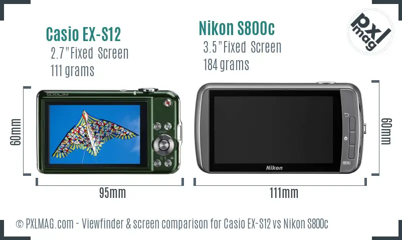 Casio EX-S12 vs Nikon S800c Screen and Viewfinder comparison Casio EX-S12 vs Nikon S800c Screen and Viewfinder comparison