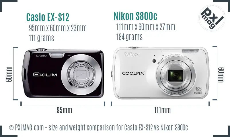 Casio EX-S12 vs Nikon S800c size comparison Casio EX-S12 vs Nikon S800c size comparison