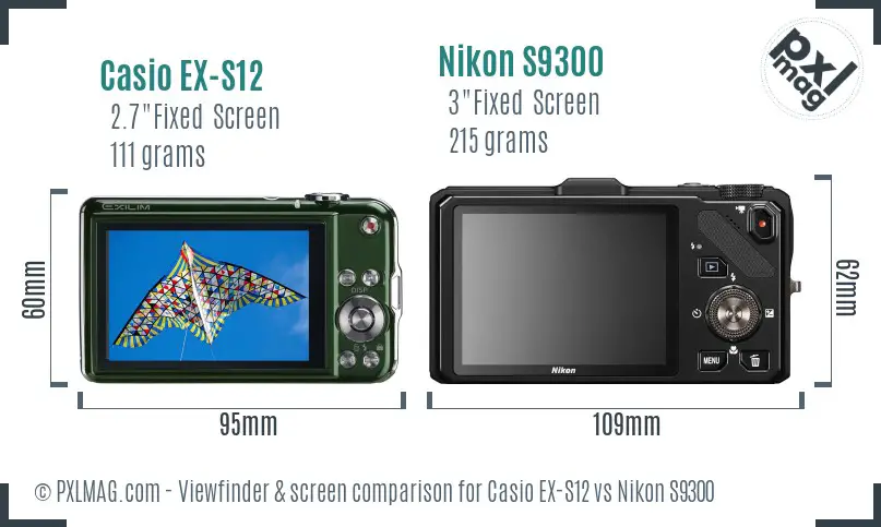 Casio EX-S12 vs Nikon S9300 Screen and Viewfinder comparison Casio EX-S12 vs Nikon S9300 Screen and Viewfinder comparison