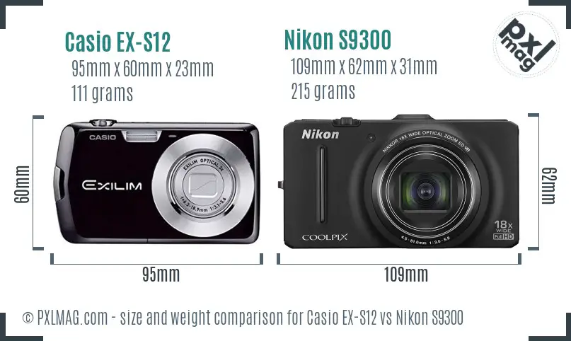Casio EX-S12 vs Nikon S9300 size comparison Casio EX-S12 vs Nikon S9300 size comparison