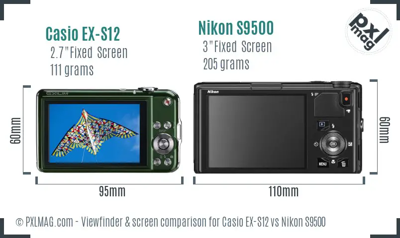 Casio EX-S12 vs Nikon S9500 Screen and Viewfinder comparison Casio EX-S12 vs Nikon S9500 Screen and Viewfinder comparison
