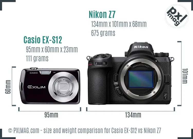 Casio EX-S12 vs Nikon Z7 size comparison
