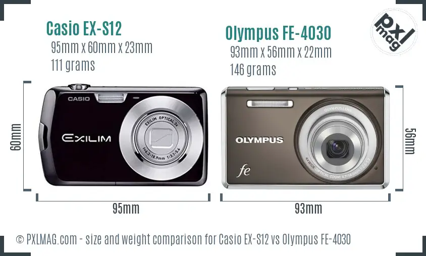 Casio EX-S12 vs Olympus FE-4030 size comparison Casio EX-S12 vs Olympus FE-4030 size comparison
