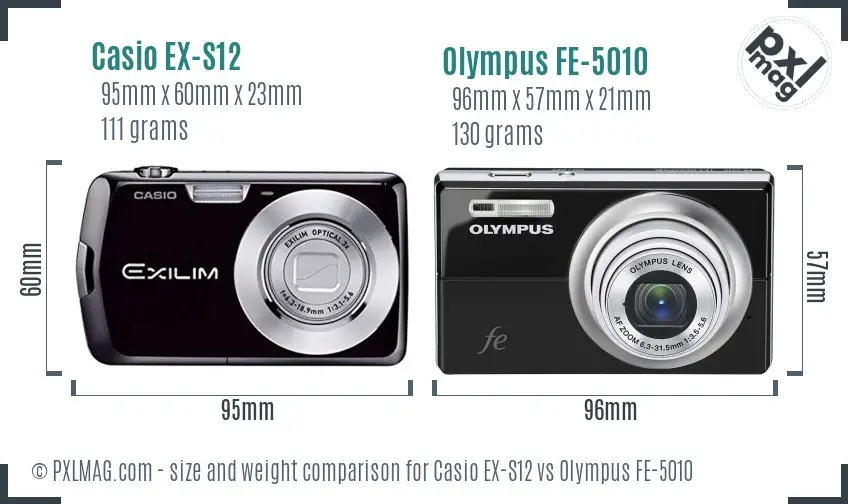 Casio EX-S12 vs Olympus FE-5010 size comparison