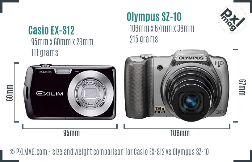 Casio EX-S12 vs Olympus SZ-10 size comparison