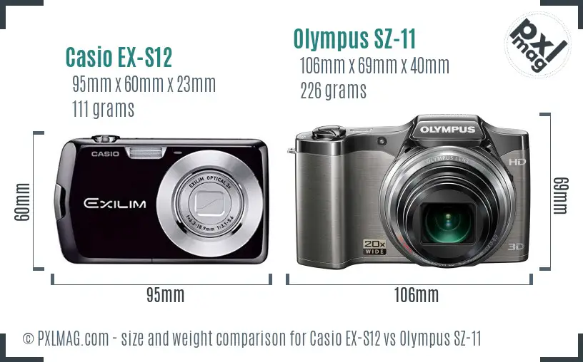 Casio EX-S12 vs Olympus SZ-11 size comparison